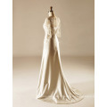 Sweep Train Tulle Sleeve Beach Wedding Gown